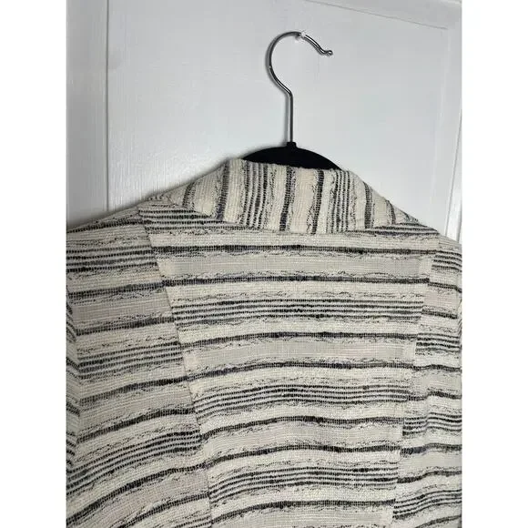 Stoosh Moto Jacket Full Zip Textured Tweed Light Weight Ivory Blazer Womens M - Picture 8 of 10